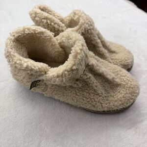 LL Bean Women Sherpa Fleece Bootie Slippers Cream Tan 507186 Size 9 Medium